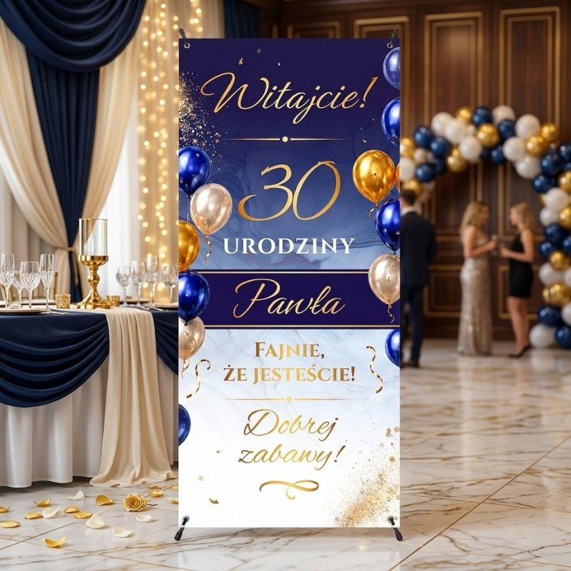 X Baner Powitalny na Urodziny 18 – 100 lat Granat i Złoto Glamour MD2028