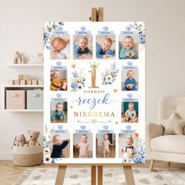 Tablica Plakat na Roczek dla Dziewczynki 12 Miesięcy Księżniczka Róż MD2040