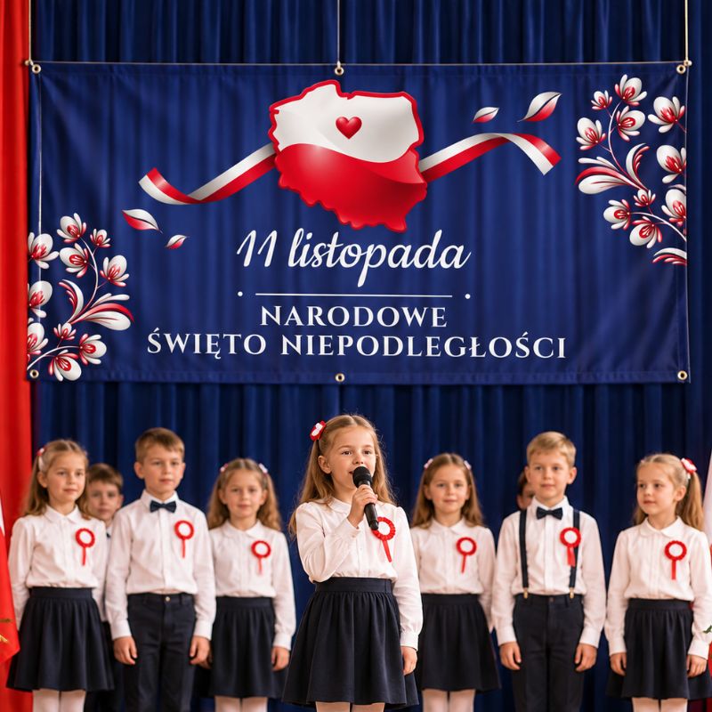 Baner na 11 Listopada Dekoracja Patriotyczna do Szkół 100x200 cm MD2042