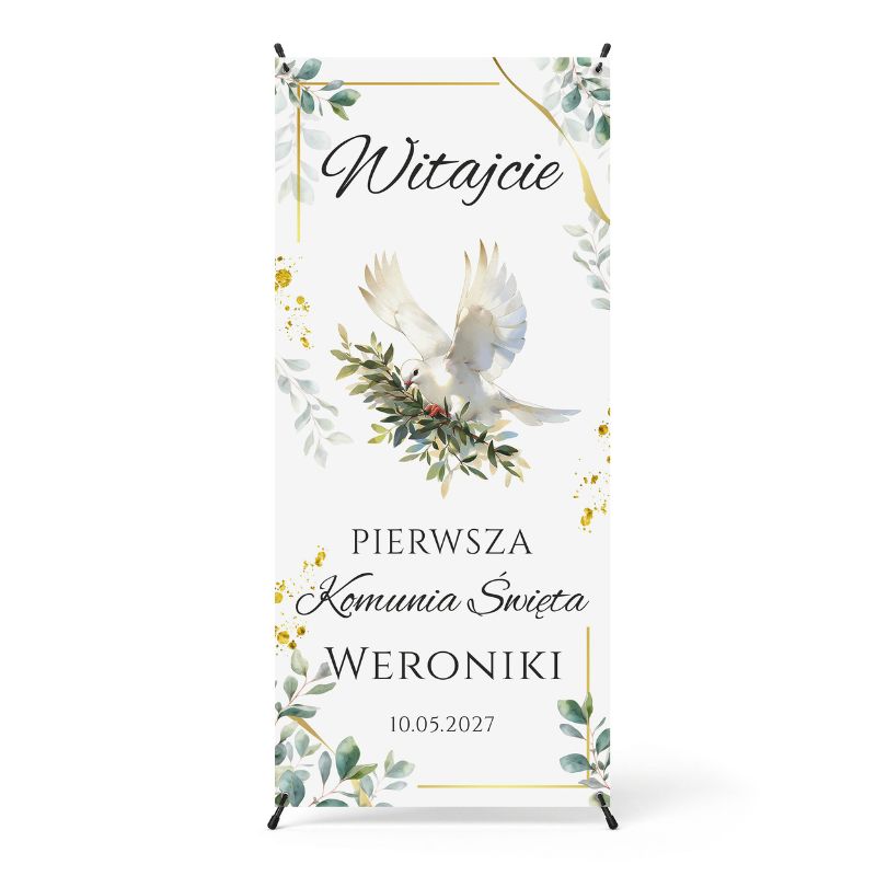 X Baner Komunia Przywitanie Gości Dekoracja Sali Gałązki Eukaliptusa MD2077
