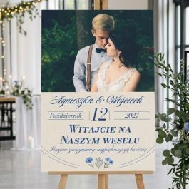 Tablica Powitalna Wesele ze Zdjęciami Witajcie Niebieskie Kwiatki MD2084