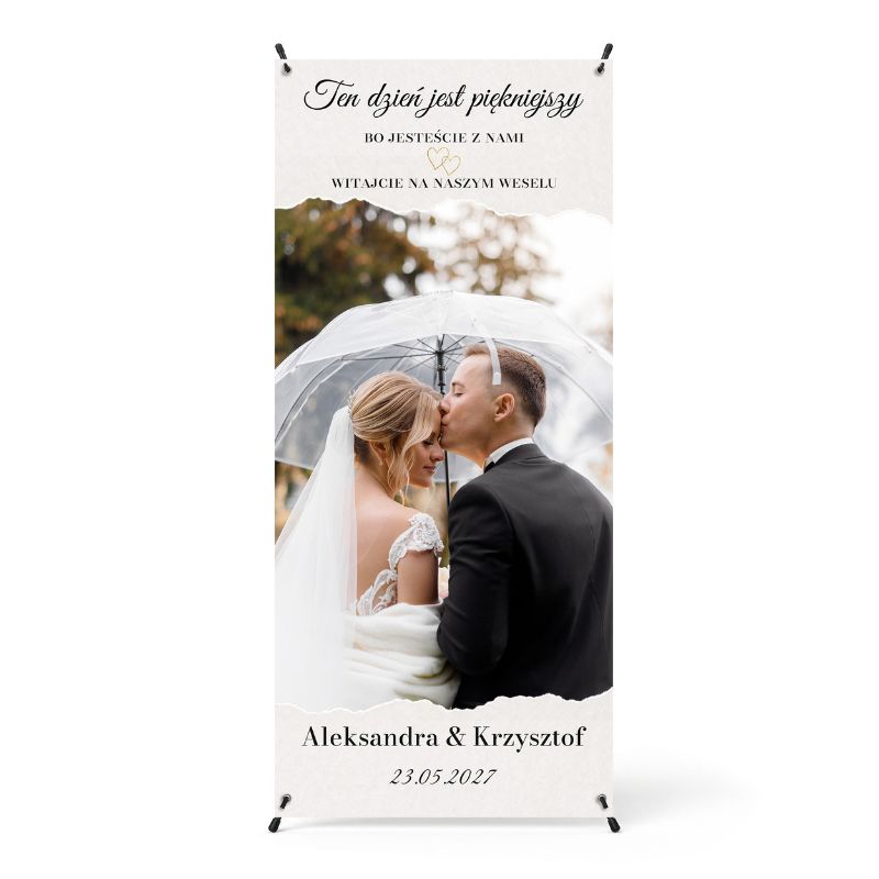 X Baner Powitalny na Ślub Personalizowany ze Zdjęciem Ścianka do Zdjęć MD2085