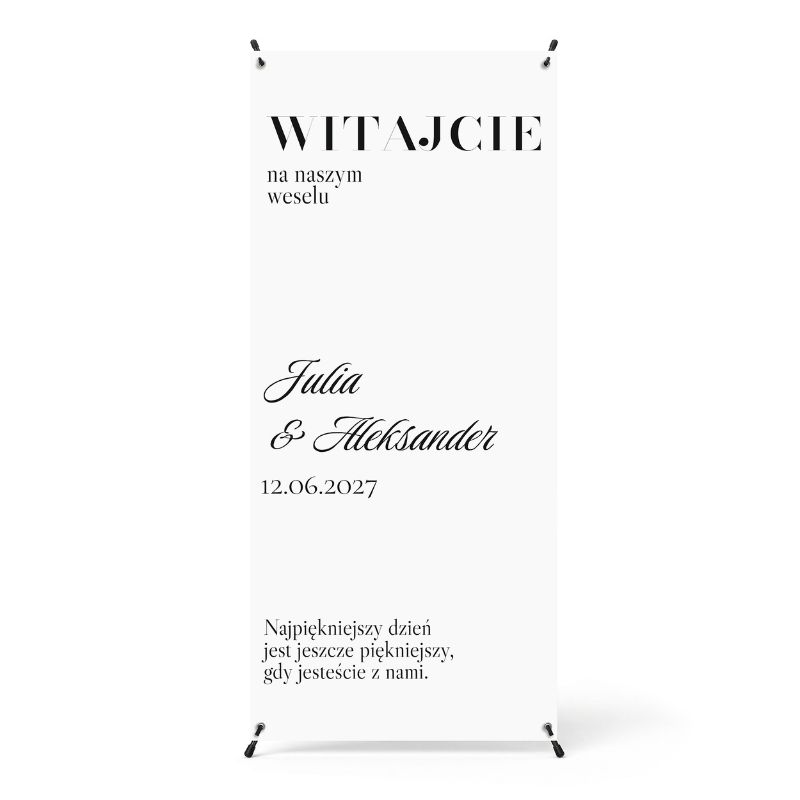 X Baner Ślubny Witacz Weselny Personalizowany Bordowy 80x180 MD2088