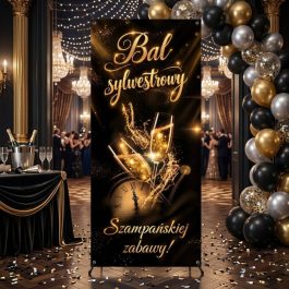 Baner na Bal Sylwestrowy ze Stojakiem Ścianka do Zdjęć MD2056