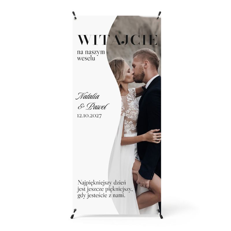 Baner Powitalny Ślubny ze Zdjęciem Dekoracja Witacz Weselny MD2086